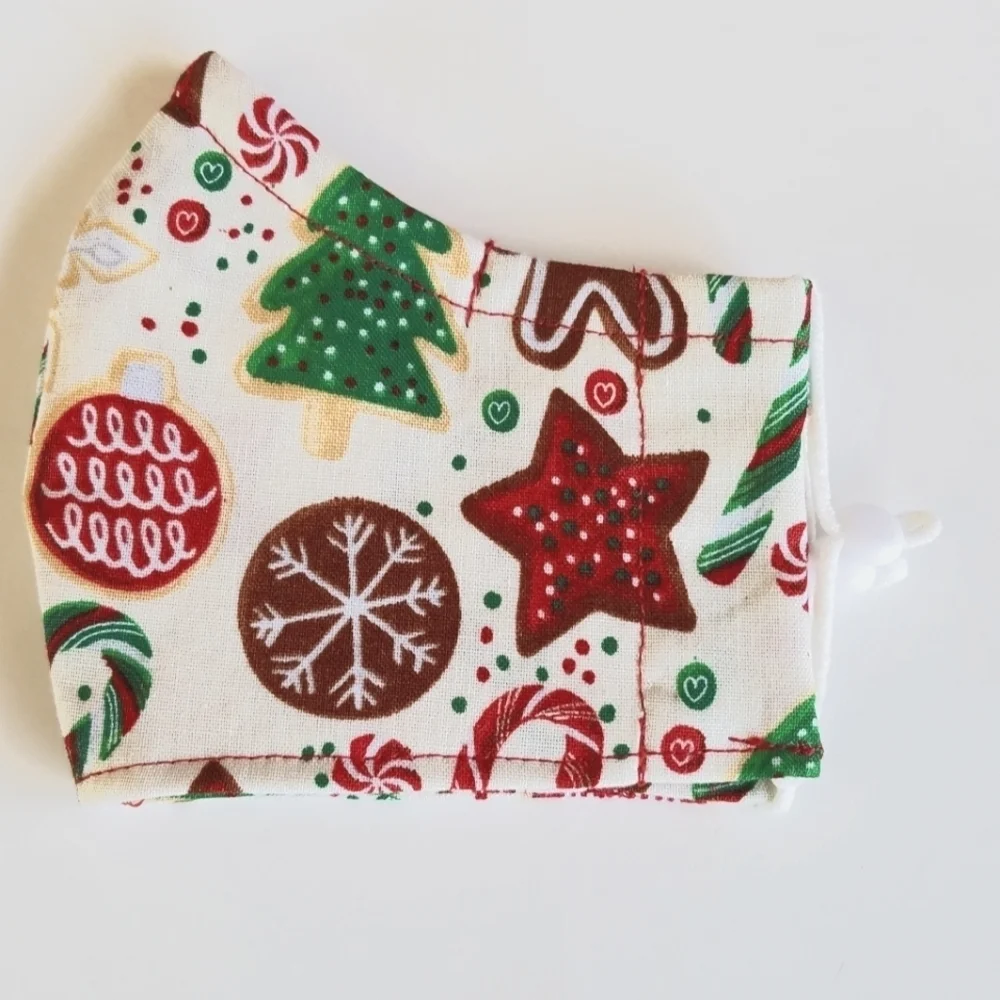 Handmade Face Mask Christmas Gingerbread Kids Beige Background Ages (3-6)